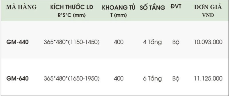 Tủ đồ khô cánh rút nan dẹt Grob GM-640 - 16 Tủ đồ khô cánh rút nan dẹt Grob GM-640