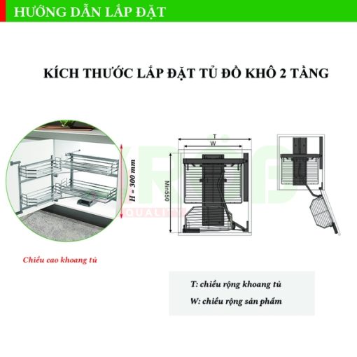 Tủ đồ khô 2 tầng inox sợi Grob - 7