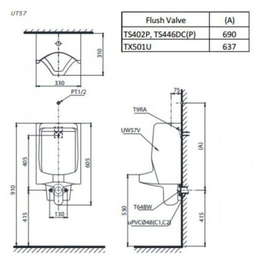 BỒN TIỂU NAM TOTO UT57S#W - 3