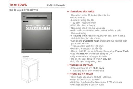 Máy rửa bát Lorca TA-918 - 5