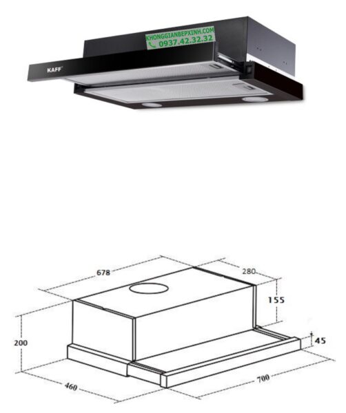 MÁY HÚT MÙI ÂM TỦ KAFF KF-TL1007B - 45 MÁY HÚT MÙI ÂM TỦ KAFF KF-TL1007B
