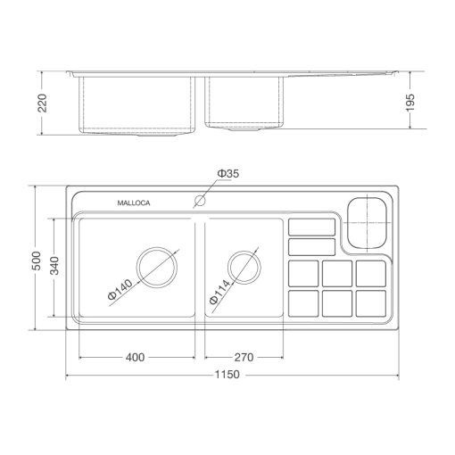 CHẬU RỬA CHÉN MALLOCA MS-8817 N