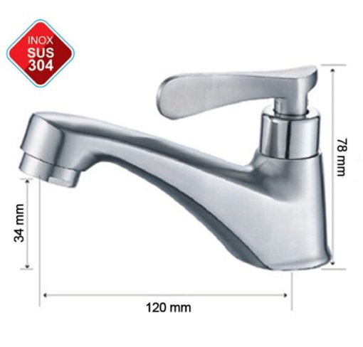 Vòi lavabo lạnh rửa mặt inox 304 cao cấp B-602 - 1