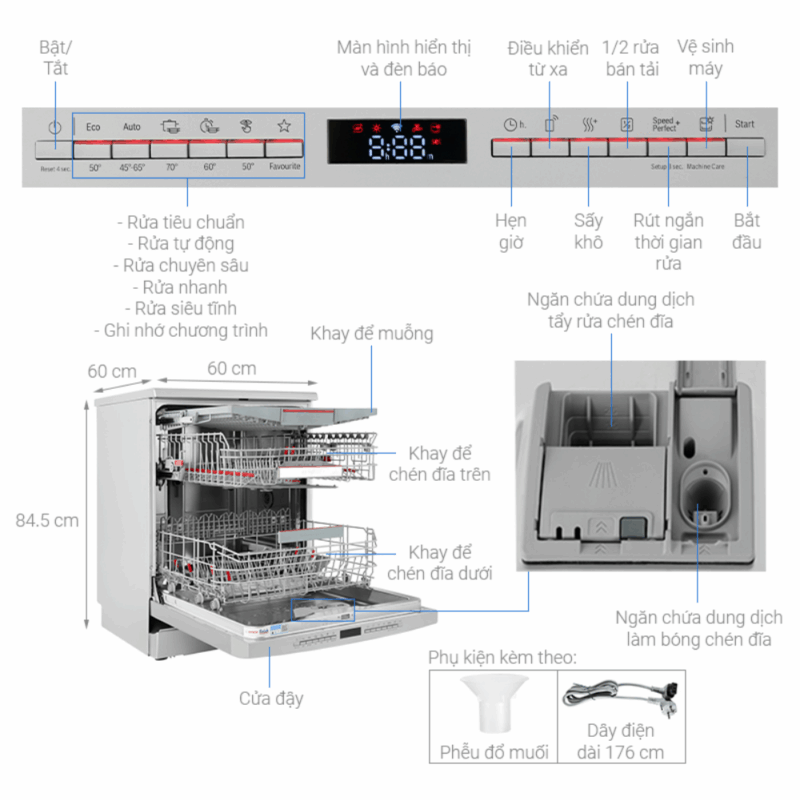 Máy rửa bát BOSCH HMH-SMS6ZCI08E Serie 6 Sấy Zeolith