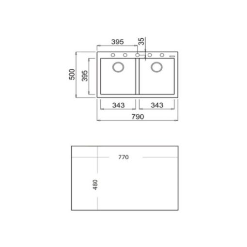 Chậu đá nhân tạo TEKA FORSQUARE 2B 790 BLACK 115260014 nhập khẩu ITALIA - 3