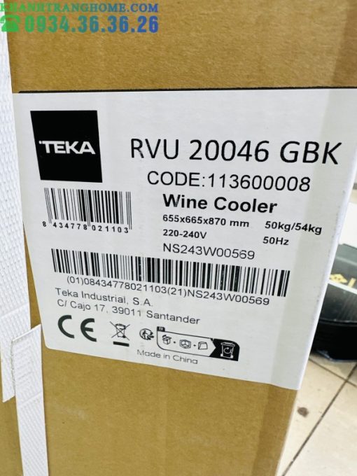 TỦ RƯỢU LẮP ÂM HOẶC ĐỨNG ĐỘC LẬP TEKA RVU 20046 113600008 - 48