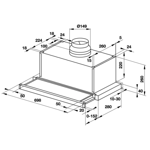 MÁY HÚT MÙI HAFELE ÂM TỦ MẶT KÍNH ĐEN HH-SG70A 533.89.021 - 3