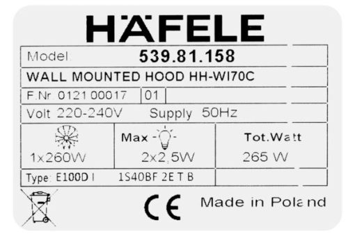 Máy hút mùi áp tường Hafele HH-WI70C 539.81.158 - 34