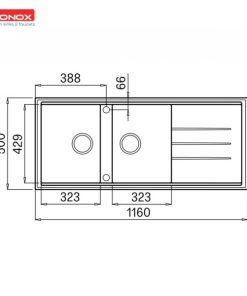 CHẬU RỬA CHÉN KONOX GRANITE SINK PHOENIX 1160 BLACK - 45