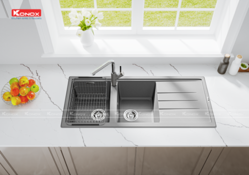 CHẬU RỬA CHÉN KONOX GRANITE SINK PHOENIX 1160 GREY - 5