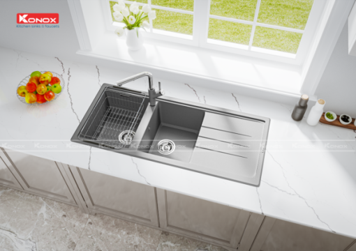 CHẬU RỬA CHÉN KONOX GRANITE SINK PHOENIX 1160 GREY - 7
