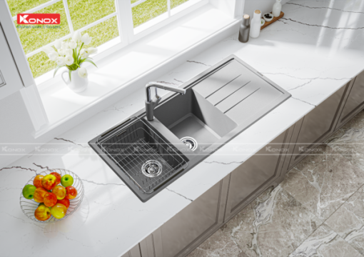 CHẬU RỬA CHÉN KONOX GRANITE SINK PHOENIX 1160 GREY - 9