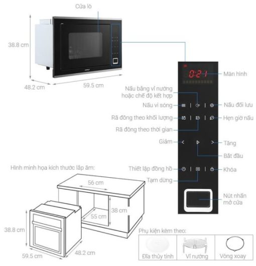 Lò vi sóng có nướng lắp âm Hafele HM-B38C 538.01.111 32 lít - 3