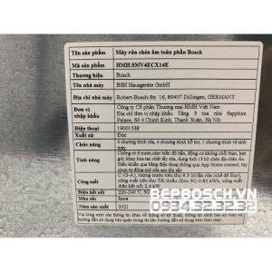 MÁY RỬA BÁT ÂM TOÀN PHẦN - 60CM HMH.SMV4ECX14E SERIES 4 - 443