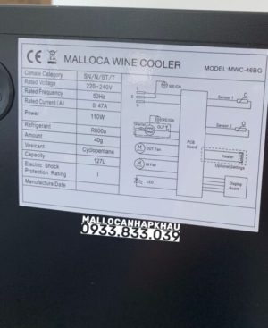 Tủ rượu độc lập hoặc âm tủ Malloca MWC-46BG - 60