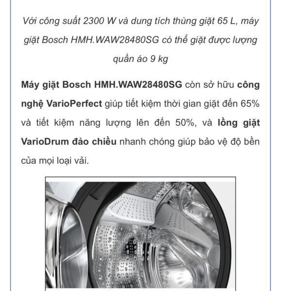 Máy giặt BOSCH HMH.WAW28480SG|Serie 8 - 69