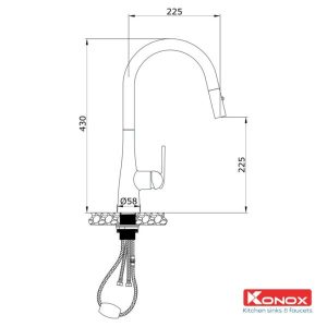 VÒI RỬA BÁT KONOX CURVA BLACK - 12