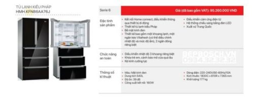 TỦ LẠNH BOSCH KIỂU PHÁP HMH KFN86AA76J SERIES 6 - 55