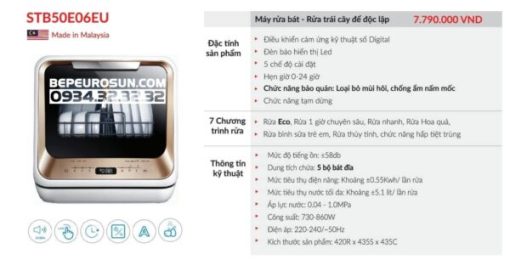 Máy Rửa Chén Eurosun STB50E06EU 5 Bộ - 61