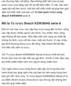 TỦ RƯỢU ĐỘC LẬP BOSCH HMH.KSW38940|SERIE 8 - 321