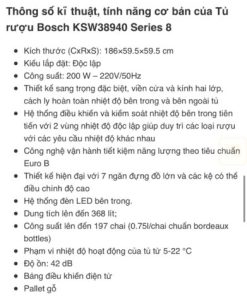 TỦ RƯỢU ĐỘC LẬP BOSCH HMH.KSW38940|SERIE 8 - 323