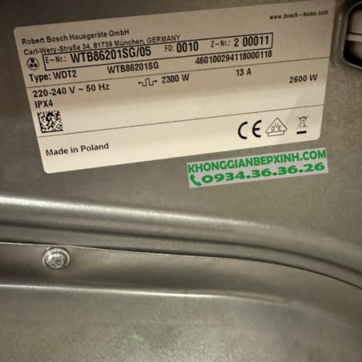 Máy sấy quần áo BOSCH HMH WTB86201SG|Serie 4 - 7