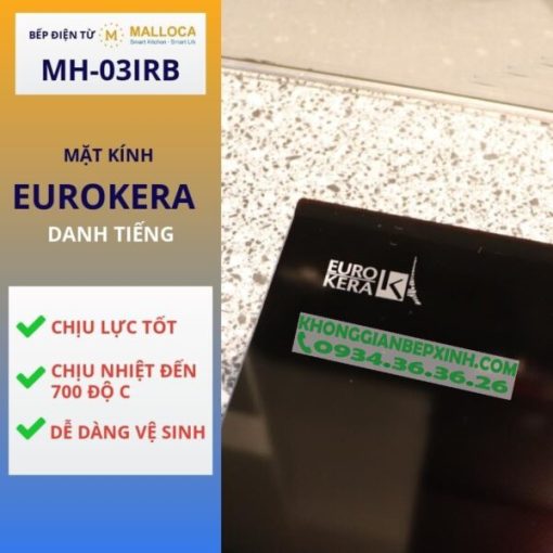 Bếp điện từ 3 vùng nấu Malloca MH-03IRB LB / 2 Vùng từ 1 vùng điện, kính Eurokera - 3