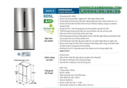 TỦ LẠNH 4 CÁNH CHÉO BOSCH HMH KFN96APEAG - 33