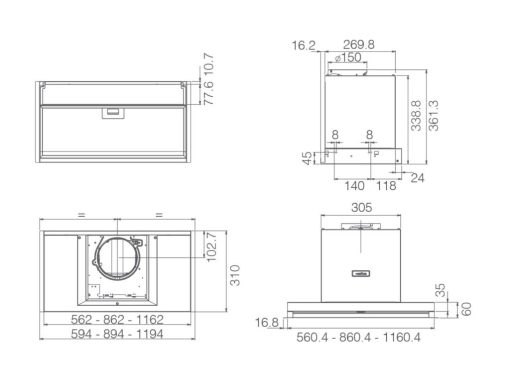 Máy hút mùi âm tủ Elica BOX IN PLUS IXGL/A/90 PRF0097796A - 3