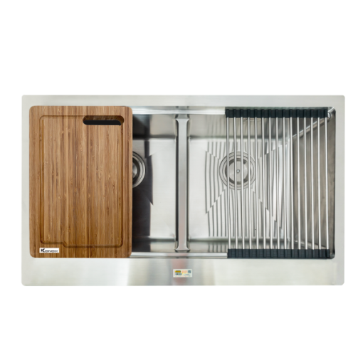 Apron sink KN8750DASiphon, thớt gỗ, roll mat KONOX - 1