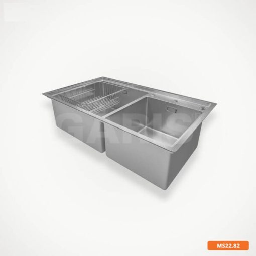 Chậu rửa chén bát 2 hố lệch sâu lòng vuông Garis GS22.82 - 5