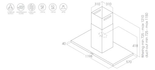 Máy hút mùi áp tường Elica THIN ISLAND IX/A/120 PRF0144973 - 3