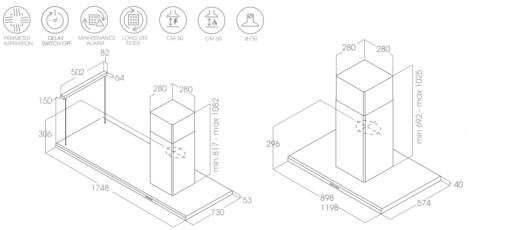 Máy hút mùi áp tường Elica MOON IS IX/A/60X90 PRF0093507A - 3