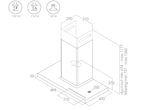 Máy hút mùi áp tường Elica BIO WH/A 90 ROVERE PRF0147266 - 3