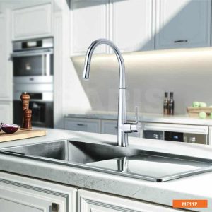 Vòi rửa tay nóng lạnh làm bằng inox có dây rút Garis MF11C - 10