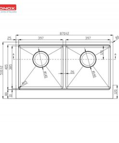 Apron sink KN8750DASiphon, thớt gỗ, roll mat KONOX - 8 Apron sink KN8750DASiphon, thớt gỗ, roll mat KONOX - 7