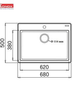 Chậu rửa bát KONOX Granite Sink Ruvita 680 WHITE SILVER - 16