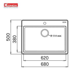 Chậu rửa bát KONOX Granite Sink Ruvita 680 Grey - 13
