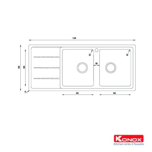 CHẬU RỬA CHÉN BÁT KONOX BETA 1160 - 3