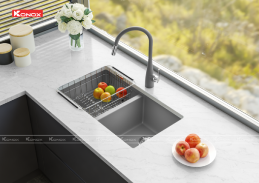 CHẬU RỬA BÁT KONOX GRANITE SINK VELOCI 760D–GREY - 9