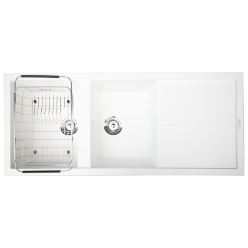 Granite sink Livello 1160 White SilverSiphon, giá úp bát inox KONOX - 1