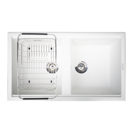Granite sink Phoenix 860 White SilverSiphon, giá úp bát inox KONOX - 1