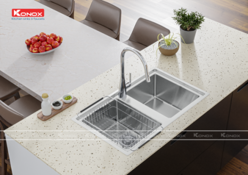 Turkey sink Beta 860Siphon, giá úp bát inox KONOX - 9