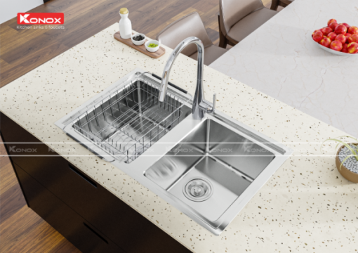 Turkey sink Beta 860Siphon, giá úp bát inox KONOX - 7