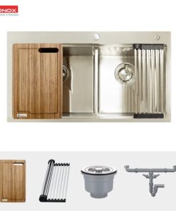 Topmount sink KN8250TDSiphon, thớt gỗ, roll mat KONOX - 17