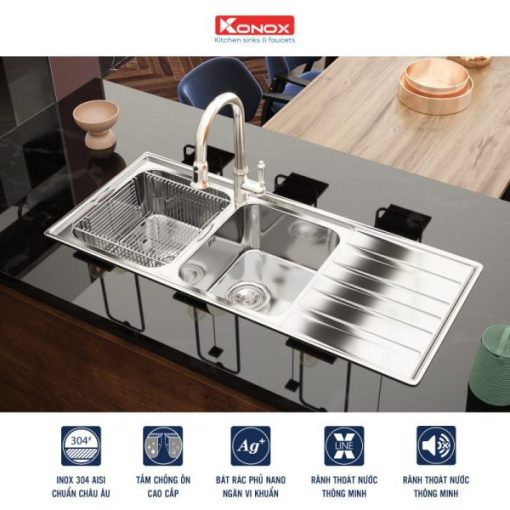 CHẬU RỬA BÁT KONOX Artusi KS11650 1D BÀN PHẢI - 7