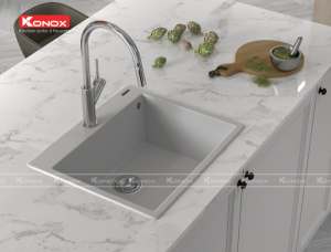 Chậu rửa bát KONOX Granite Sink Ruvita 680 WHITE SILVER - 24