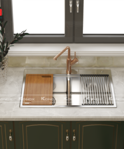 Topmount sink KN8250TDSiphon, thớt gỗ, roll mat KONOX - 25