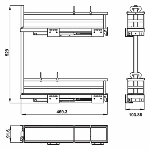 Rổ kéo để chai lọ 200mm Hafele 549.20.841 - 3