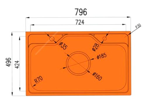 Chậu rửa chén bát 1 hố lớn Garis GS11.80 - 3